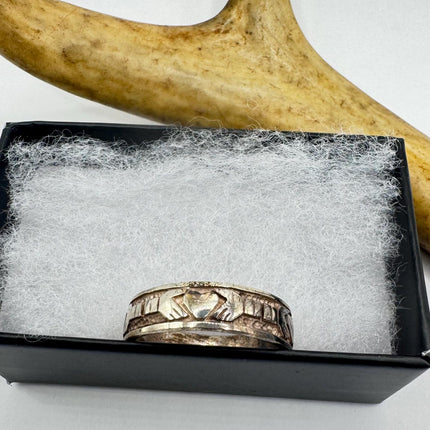 Vintage Silver Boho Cocktail Ring 925 Sterling Antique Wedding Engagement Irish Claddah Band | Celtic Knot Elijah collection
