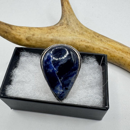 Vintage Boho Blue lapis lazuli Ring Band chunky cocktail ring