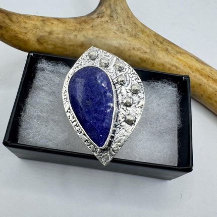 Vintage Raw Blue Sapphire Ring Handmade Silver Finished Bronze Gemstone Ring, Boho Statement Jewelry, Unique Gift for Her