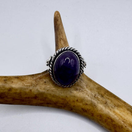 Vintage Purple Amethyst Cocktail Ring Silver Band Statement Ring