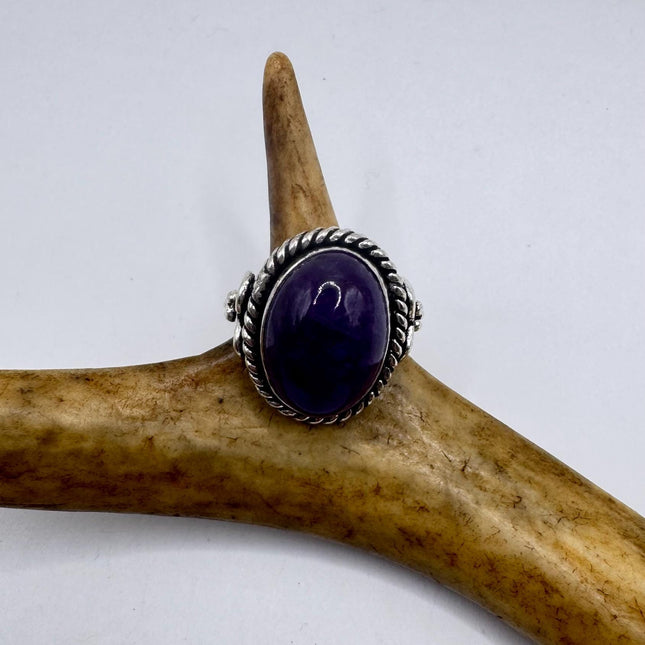 Vintage Purple Amethyst Cocktail Ring Silver Band Statement Ring