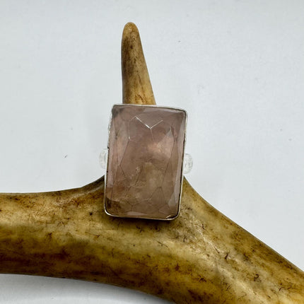 Vintage Silver Bronze Boho Ring | Rose Quartz | Unique Gift Statement Ring