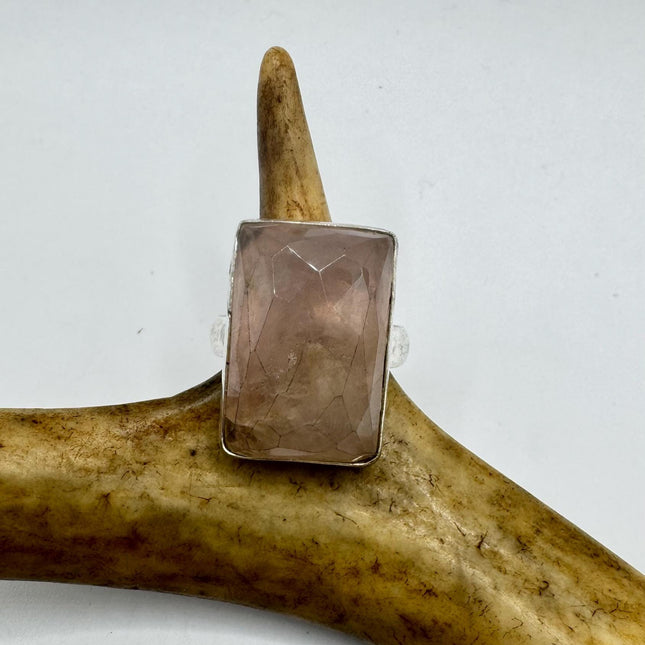 Vintage Silver Bronze Boho Ring | Rose Quartz | Unique Gift Statement Ring