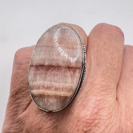 Vintage Silver Bronze Boho Ring | Orange Agate Unique Gift Statement Ring
