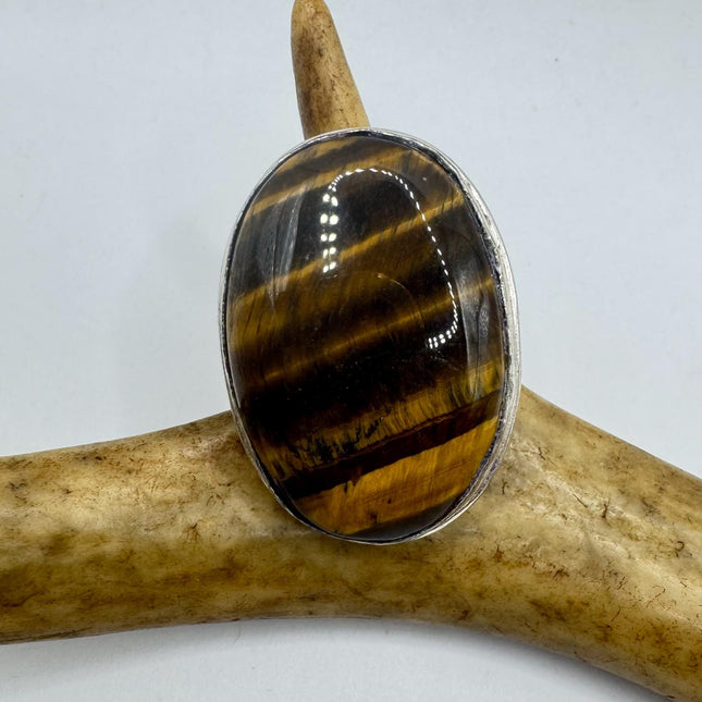 Vintage Chunky Tigers Eye Cocktail Ring - Statement Band