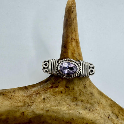 Vintage Purple Amethyst Ring Band 925 Sterling Silver cocktail statement ring | Elijah collection