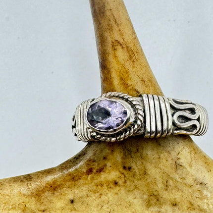 Vintage Purple Amethyst Ring Band 925 Sterling Silver cocktail statement ring | Elijah collection