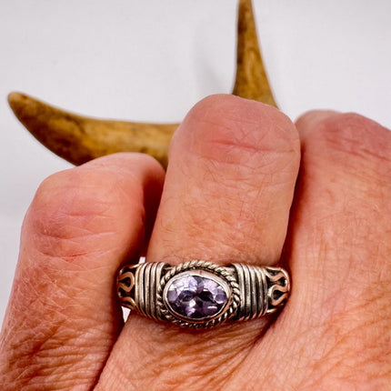 Vintage Purple Amethyst Ring Band 925 Sterling Silver cocktail statement ring | Elijah collection