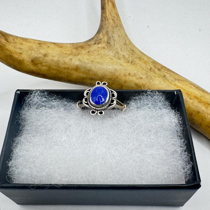 Vintage Blue Lapis Lazuli Crystal Cocktail Ring 925 Sterling Silver, Antique Style Design | Elijah Collection