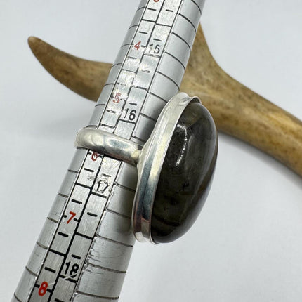 Vintage Chunky Rainbow Labradorite Cocktail Ring - Statement Band