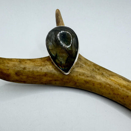 Vintage Chunky Rainbow Labradorite Cocktail Ring - Statement Band