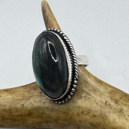 Vintage Chunky Rainbow Labradorite Cocktail Ring - Statement Band