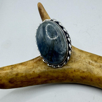 Vintage Chunky Rainbow Labradorite Cocktail Ring - Statement Band
