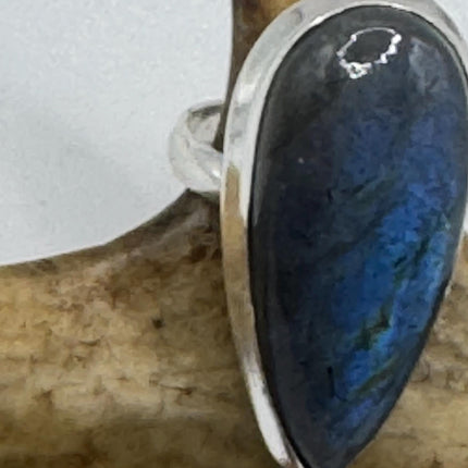 Vintage Chunky Rainbow Labradorite Cocktail Ring - Statement Band