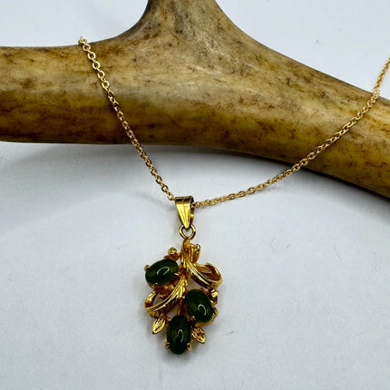 Vintage Tiny Jade Gold Filled Necklace - Lucky Every day Green Jade