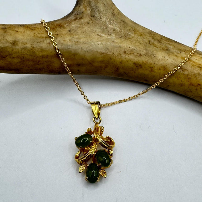 Vintage Tiny Jade Gold Filled Necklace - Lucky Every day Green Jade