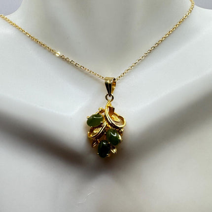 Vintage Tiny Jade Gold Filled Necklace - Lucky Every day Green Jade