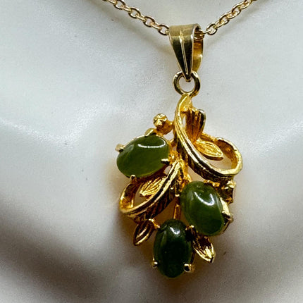 Vintage Tiny Jade Gold Filled Necklace - Lucky Every day Green Jade