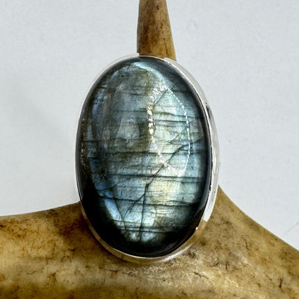 Vintage Chunky Rainbow Labradorite Cocktail Ring - Statement Band