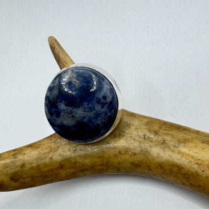 Vintage Boho Blue lapis lazuli Ring Band chunky cocktail ring