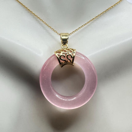 Vintage Pink Rose Quartz Boho Gold Filled Necklace - Layered stacking every day necklace