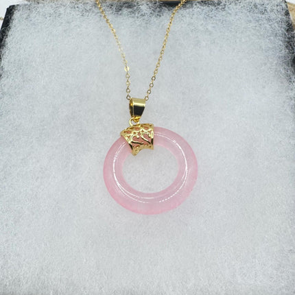 Vintage Pink Rose Quartz Boho Gold Filled Necklace - Layered stacking every day necklace