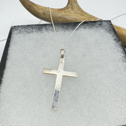 Vintage Silver Cross Pendant | Small Religious Charm Pendant 925 Sterling Silver Chain Prayer Necklace