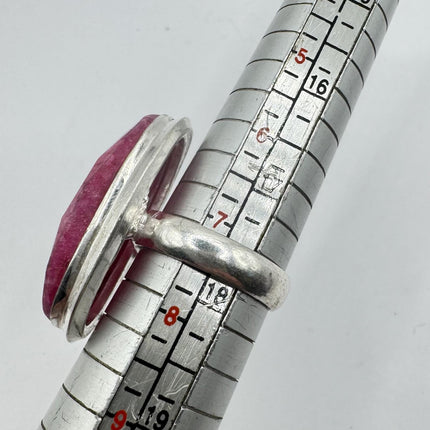 Vintage Silver Bronze Boho Ring | Raw Pink Ruby | Unique Gift Statement Ring