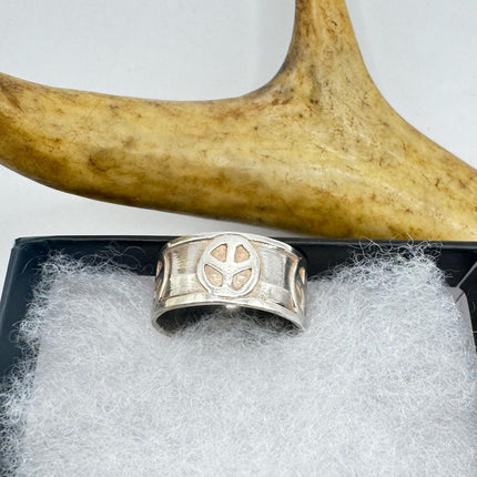 Vintage Peace Sign Silver Boho Cocktail Ring 925 Sterling Antique Wedding Engagement Band | Elijah collection