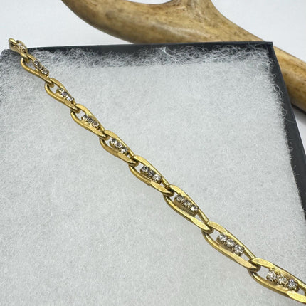 Vintage Gold Austrian Crystal Tennis Bracelet 10k Gold Filled Minimal Simple Stacking Layered Everyday Bracelet