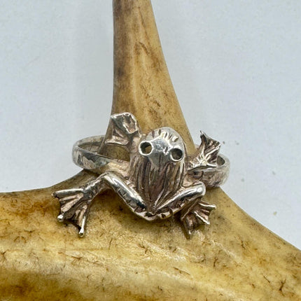 Vintage Silver Ring | Boho Frog Statement Ring 925 Sterling Silver Band Elijah collection
