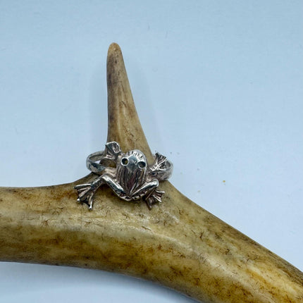 Vintage Silver Ring | Boho Frog Statement Ring 925 Sterling Silver Band Elijah collection