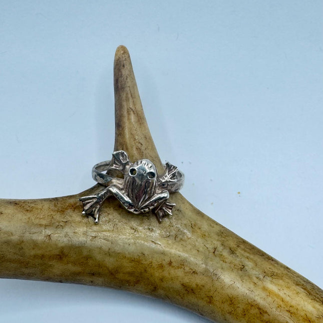 Vintage Silver Ring | Boho Frog Statement Ring 925 Sterling Silver Band Elijah collection