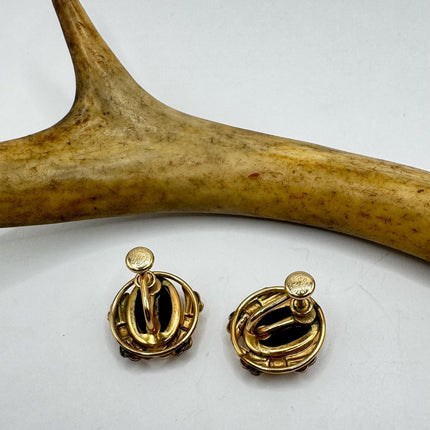 Vintage Black Onyx Gold Screw Back Clip-On Earrings 12k GF Delicate Gold Clip On Earrings