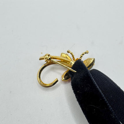 Vintage Green Jade and Pink Coral Butterfly Brooch Pin - Gold Filled with Velvet Choker - Small Lucky Jade Design