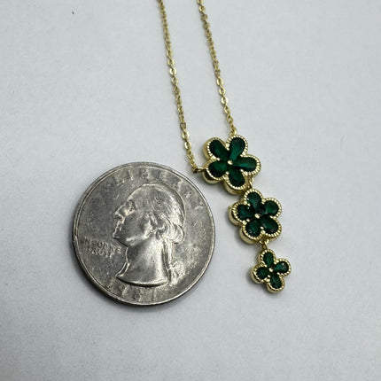 Vintage Green Chrome Diopside Flower Choker Gold 925 Sterling Silver Necklace