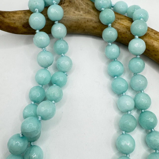Vintage Blue Chalsedony Jumprope Necklace |Gemstone Dainty long Beaded Necklace | Minimalist Style Crystal