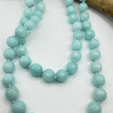 Vintage Blue Chalsedony Jumprope Necklace |Gemstone Dainty long Beaded Necklace | Minimalist Style Crystal