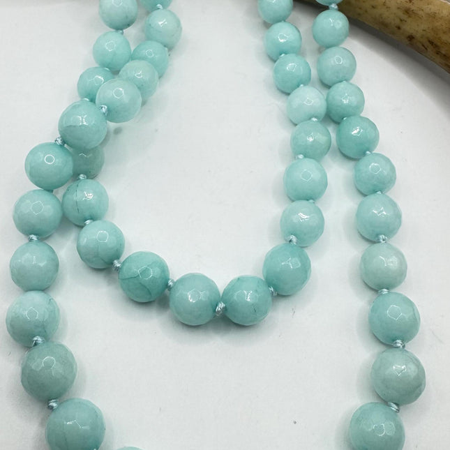 Vintage Blue Chalsedony Jumprope Necklace |Gemstone Dainty long Beaded Necklace | Minimalist Style Crystal