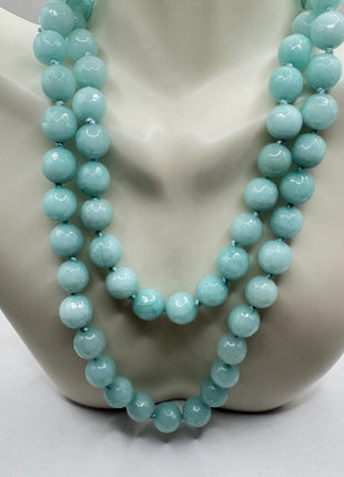 Vintage Blue Chalsedony Jumprope Necklace |Gemstone Dainty long Beaded Necklace | Minimalist Style Crystal