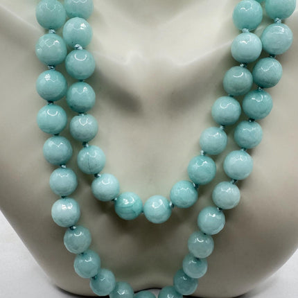 Vintage Blue Chalsedony Jumprope Necklace |Gemstone Dainty long Beaded Necklace | Minimalist Style Crystal