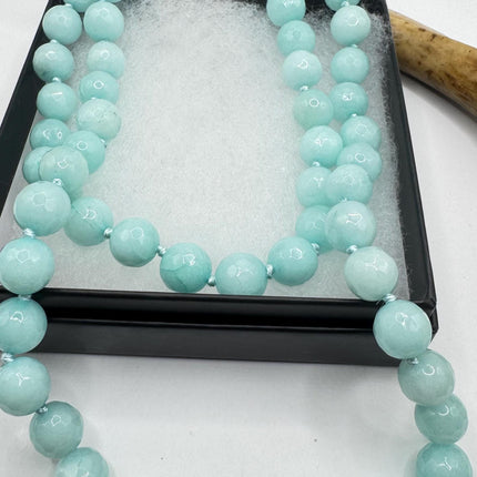 Vintage Blue Chalsedony Jumprope Necklace |Gemstone Dainty long Beaded Necklace | Minimalist Style Crystal