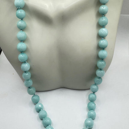Vintage Blue Chalsedony Jumprope Necklace |Gemstone Dainty long Beaded Necklace | Minimalist Style Crystal