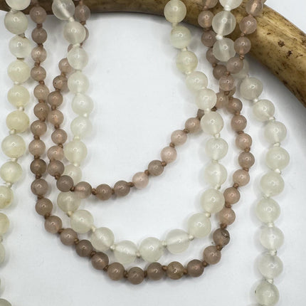 Vintage Pink Rose Quartz Jumprope Necklace |Gemstone 2 long Beaded Necklaces | Minimalist Style Crystal 36 inch