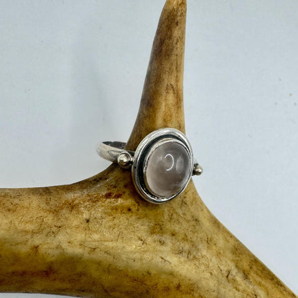 Vintage Pink 925 Sterling Silver Boho Ring | Rose Quartz | Unique Gift Statement Ring Elijah Collection