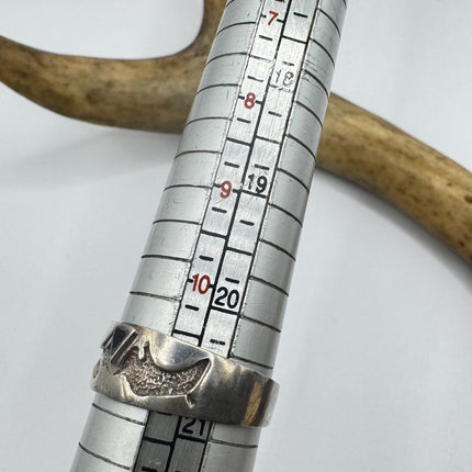 Vintage Silver Boho Cocktail Ring 925 Sterling Antique Wedding Engagement Band | Water Buffalo Motif Elijah collection