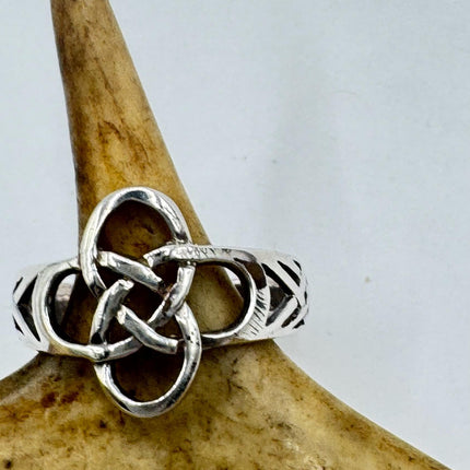 Vintage Silver Boho Cocktail Ring 925 Sterling Antique Wedding Engagement Band | Celtic Knot Elijah collection