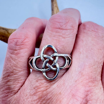 Vintage Silver Boho Cocktail Ring 925 Sterling Antique Wedding Engagement Band | Celtic Knot Elijah collection
