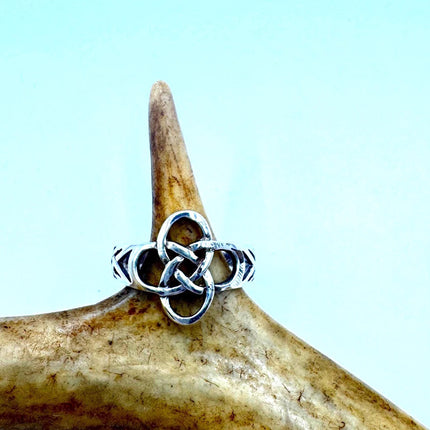 Vintage Silver Boho Cocktail Ring 925 Sterling Antique Wedding Engagement Band | Celtic Knot Elijah collection