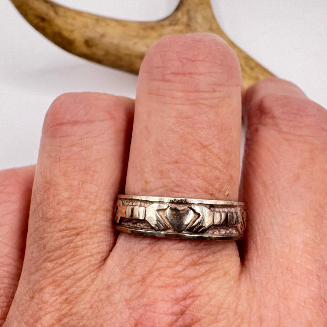 Vintage Silver Boho Cocktail Ring 925 Sterling Antique Wedding Engagement Irish Claddah Band | Celtic Knot Elijah collection